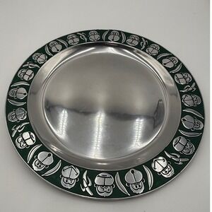 Wilton Armetale Monkey Large Round Tray Green Enamel Banana Platter 14in 8430004